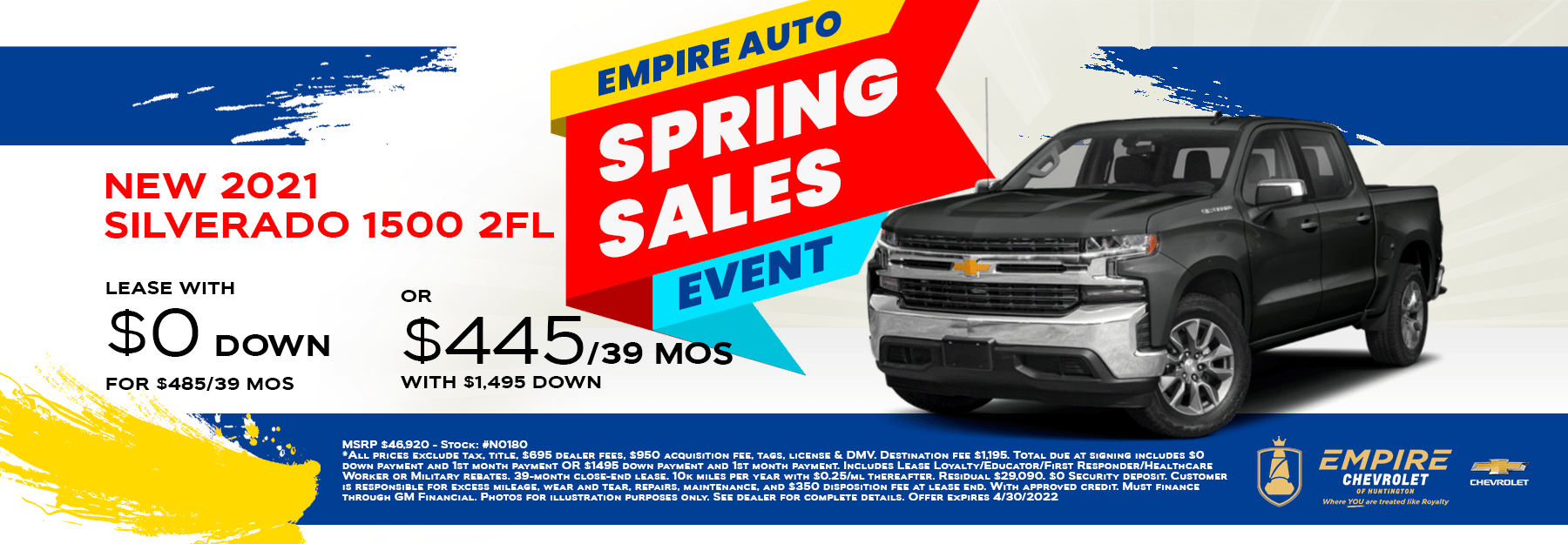 Empire Chevrolet of Huntington is a HUNTINGTON Chevrolet dealer and a