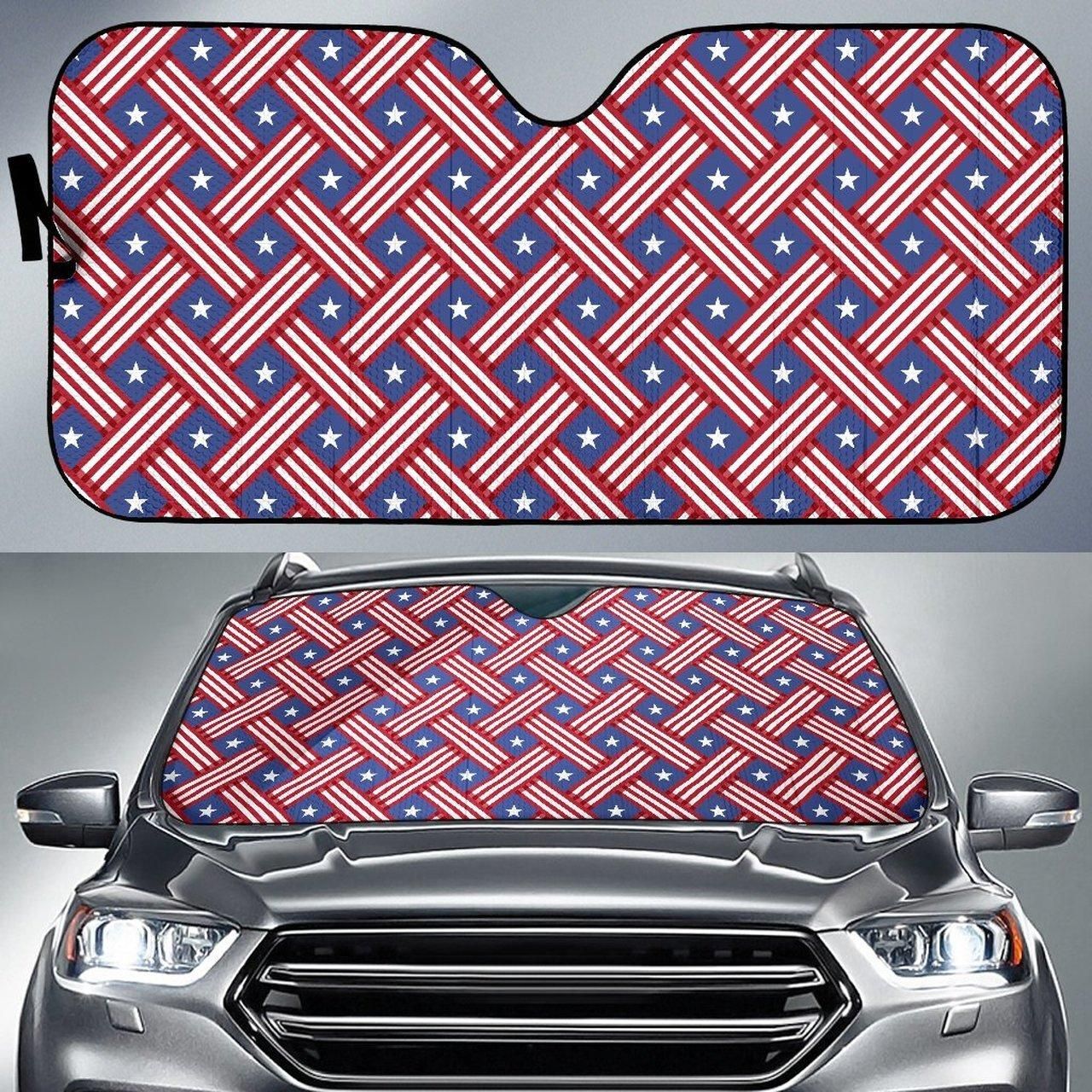 American Flag Unique Car Auto Sun Shade Pixeltee
