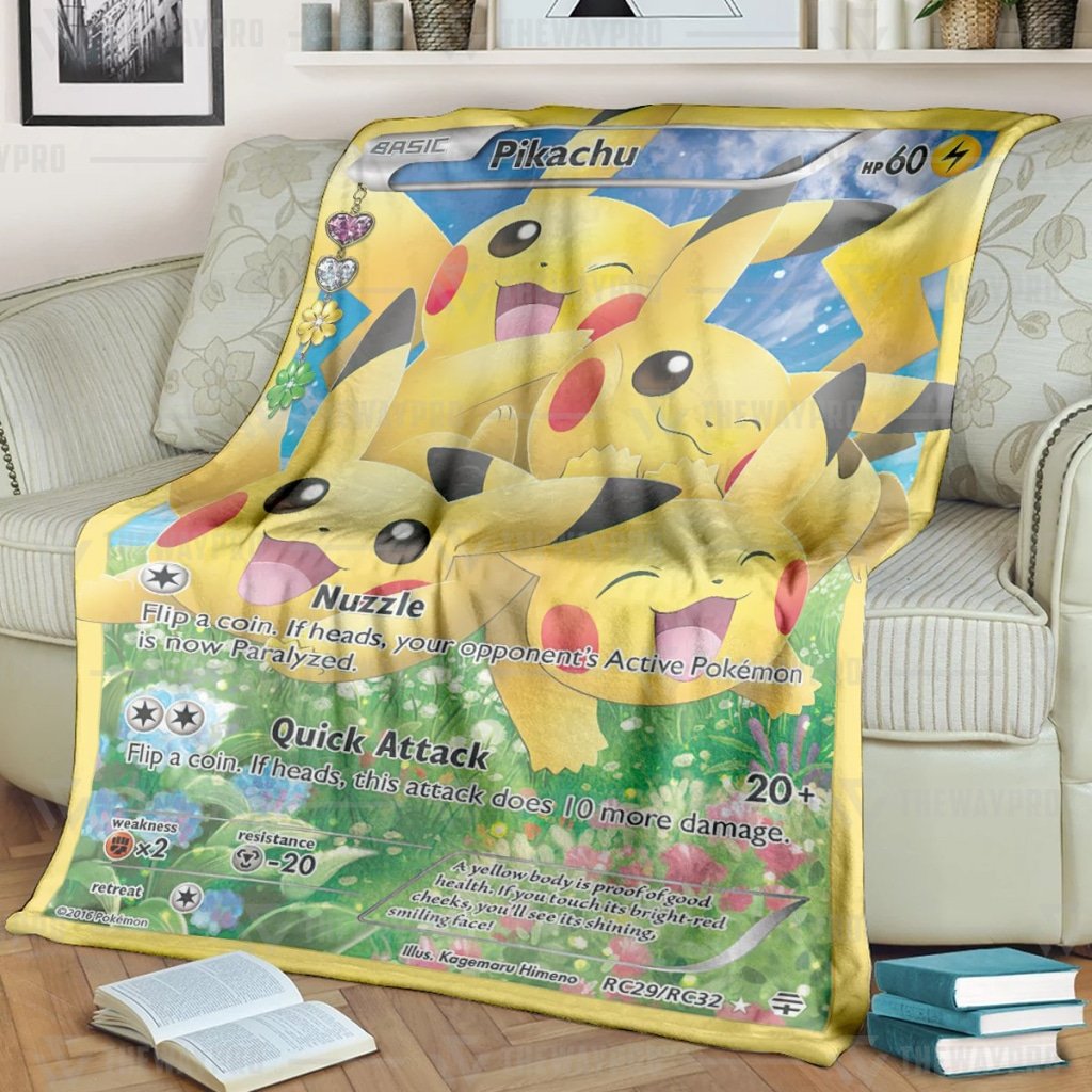 Thicc Pikachu Pokemon Fleece Blanket Pixeltee