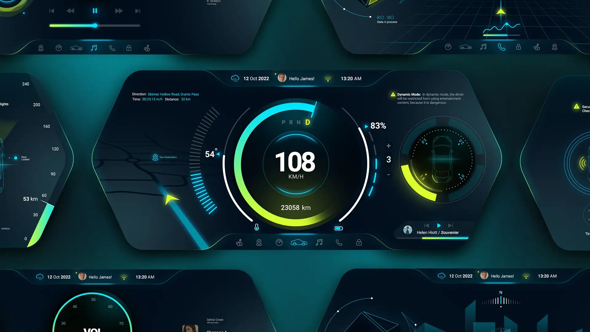 Car HUD UI Elements and Dashboard Gauge Templates for Modern Cars