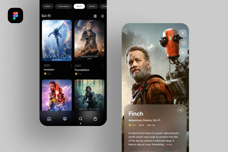 Movie Streamer App Templates for Figma