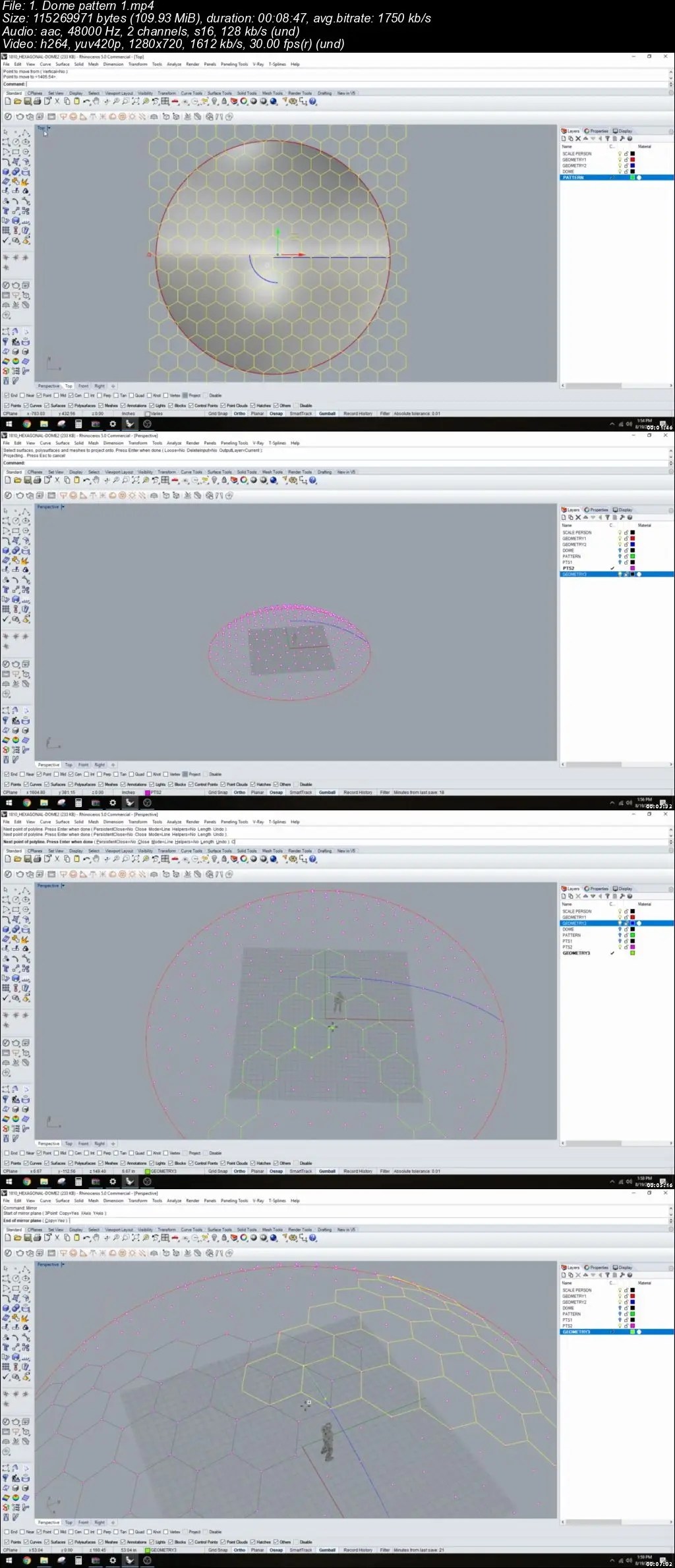 Rhino 3D Hexagonal Geodesic Dome like structure full lesson / AvaxHome
