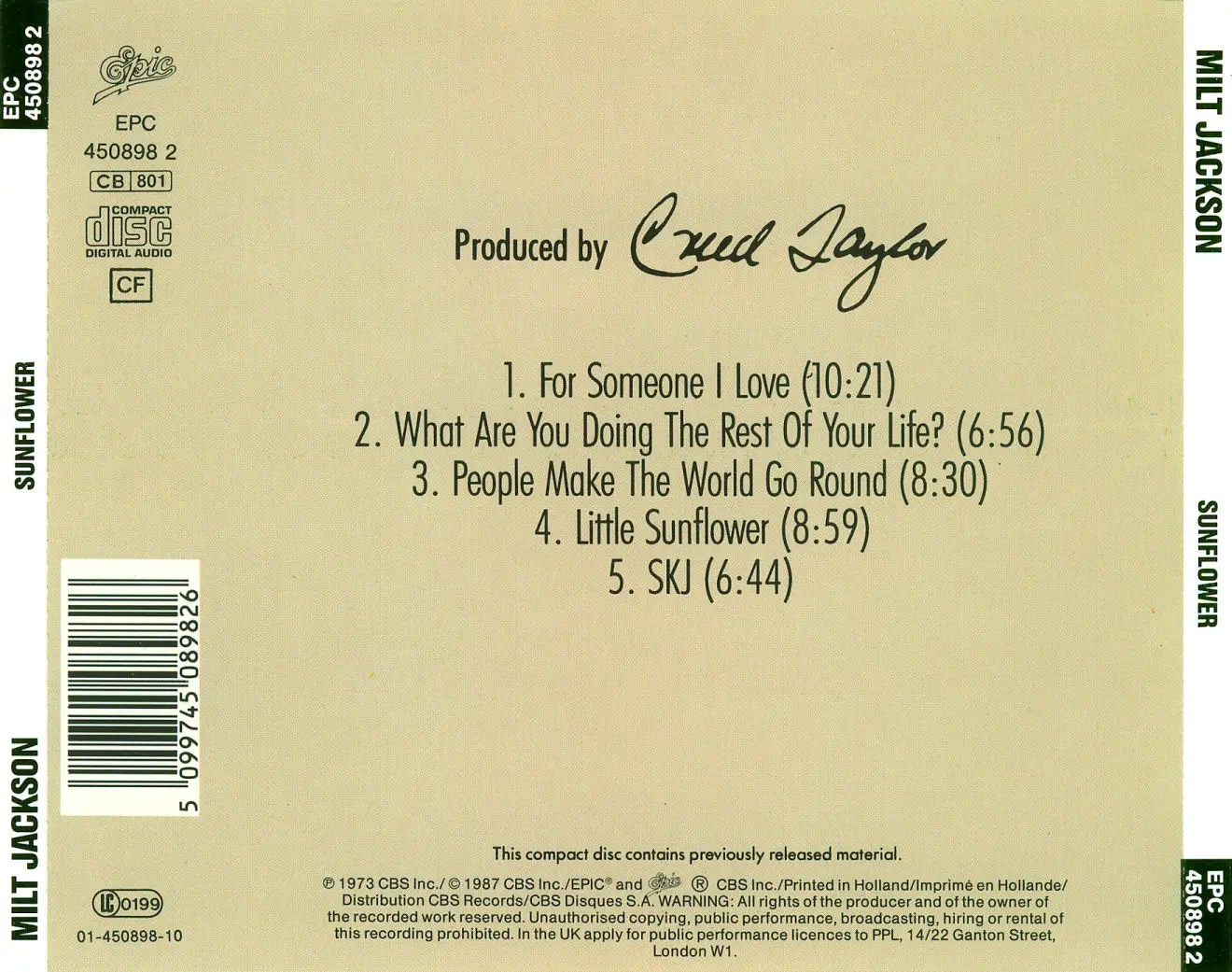 Milt Jackson Sunflower (1972) (EpicCTI Recordings) / AvaxHome