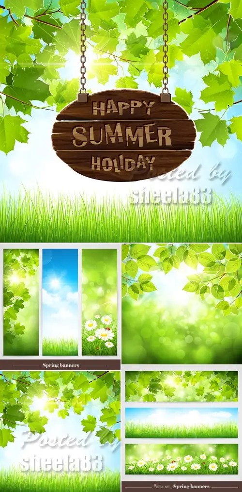 Green Leaves Backgrounds & Banners Vector / AvaxHome
