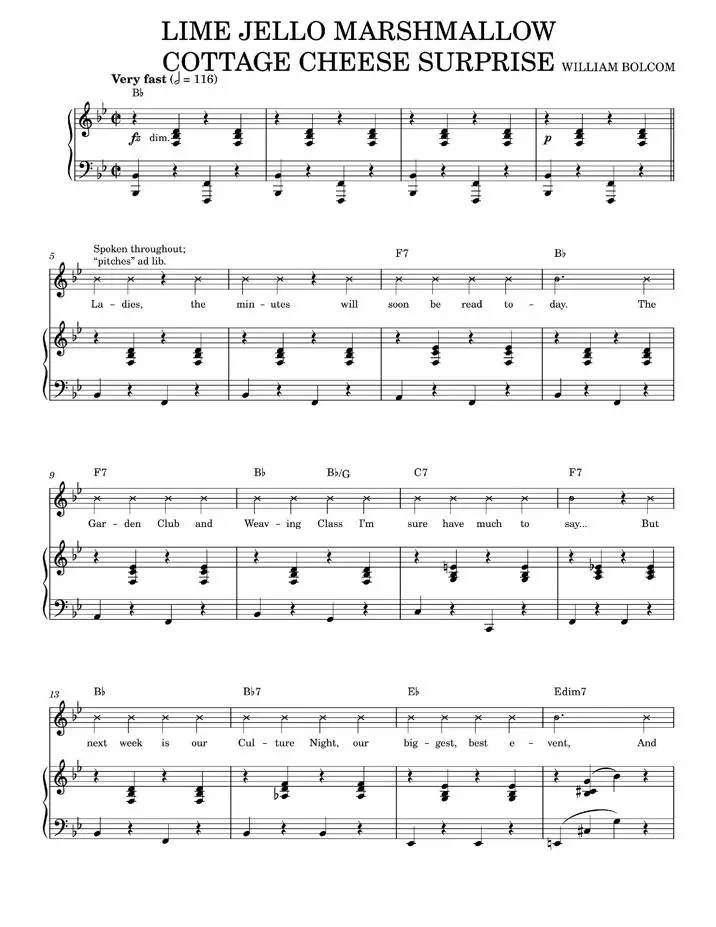 Lime Jello Marshmallow Cottage Cheese Surprise Joan Morris, William (Piano Vocal