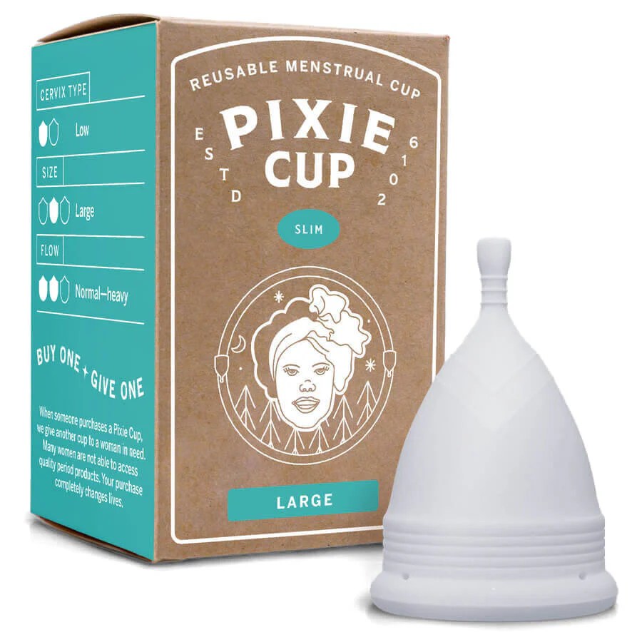 Pixie Large Soft menstrual cup best cup for a tilted cervix Pixie Cup