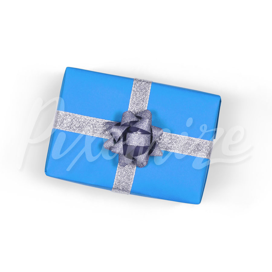 Blue Gift Silver Ribbon