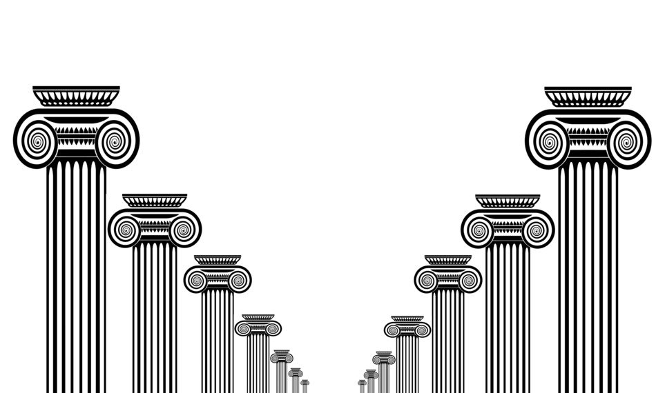 Roman columns in rows, perspective, illustration free image download