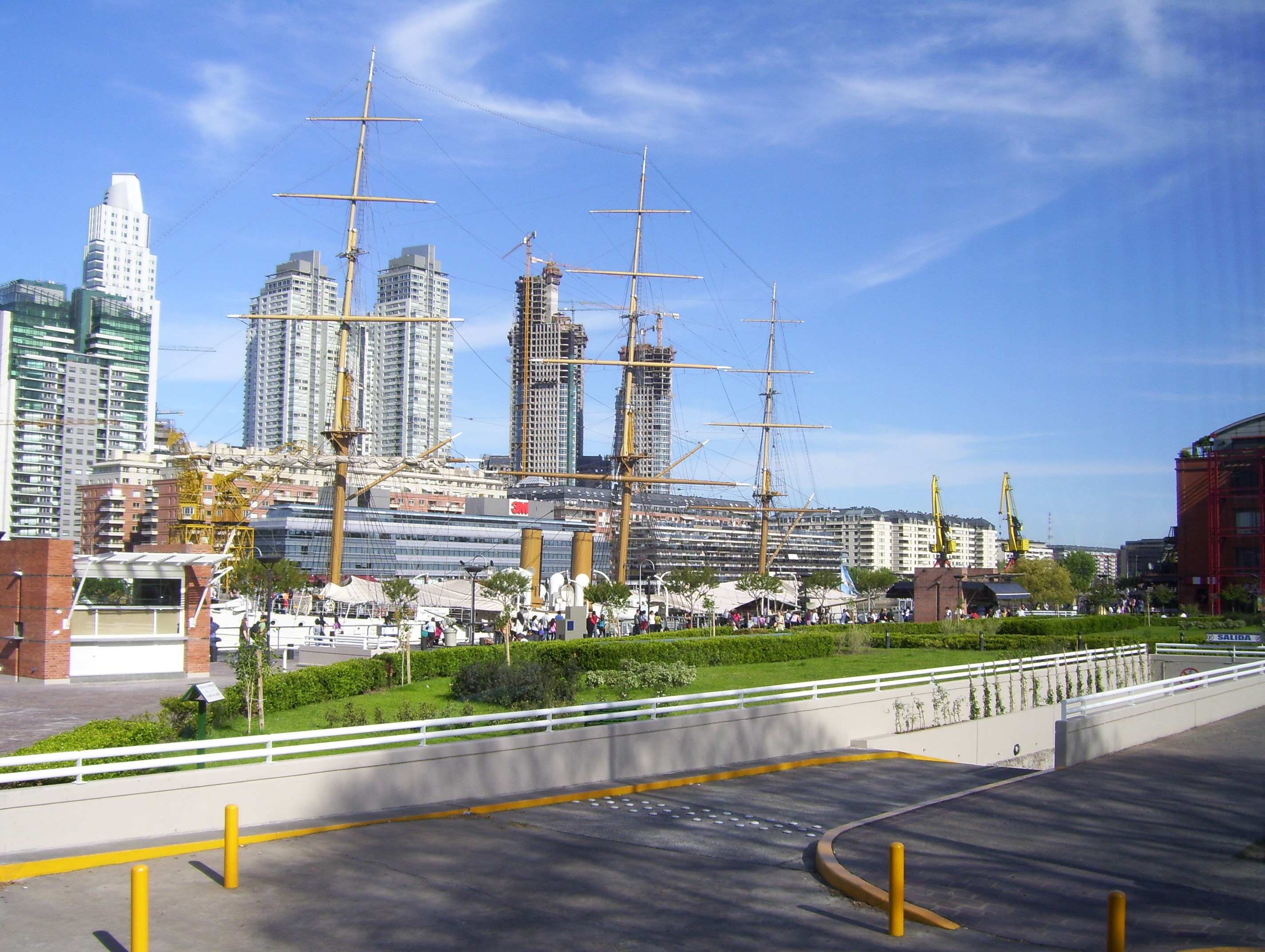 Sailing ship in port at city, argentina, buenos aires free image download