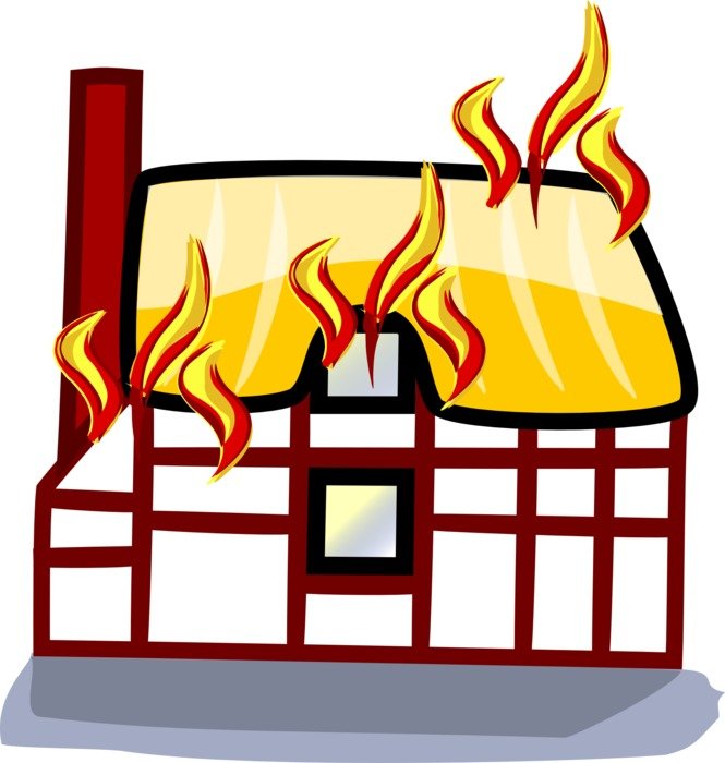 Graphic image of a house on fire free image download