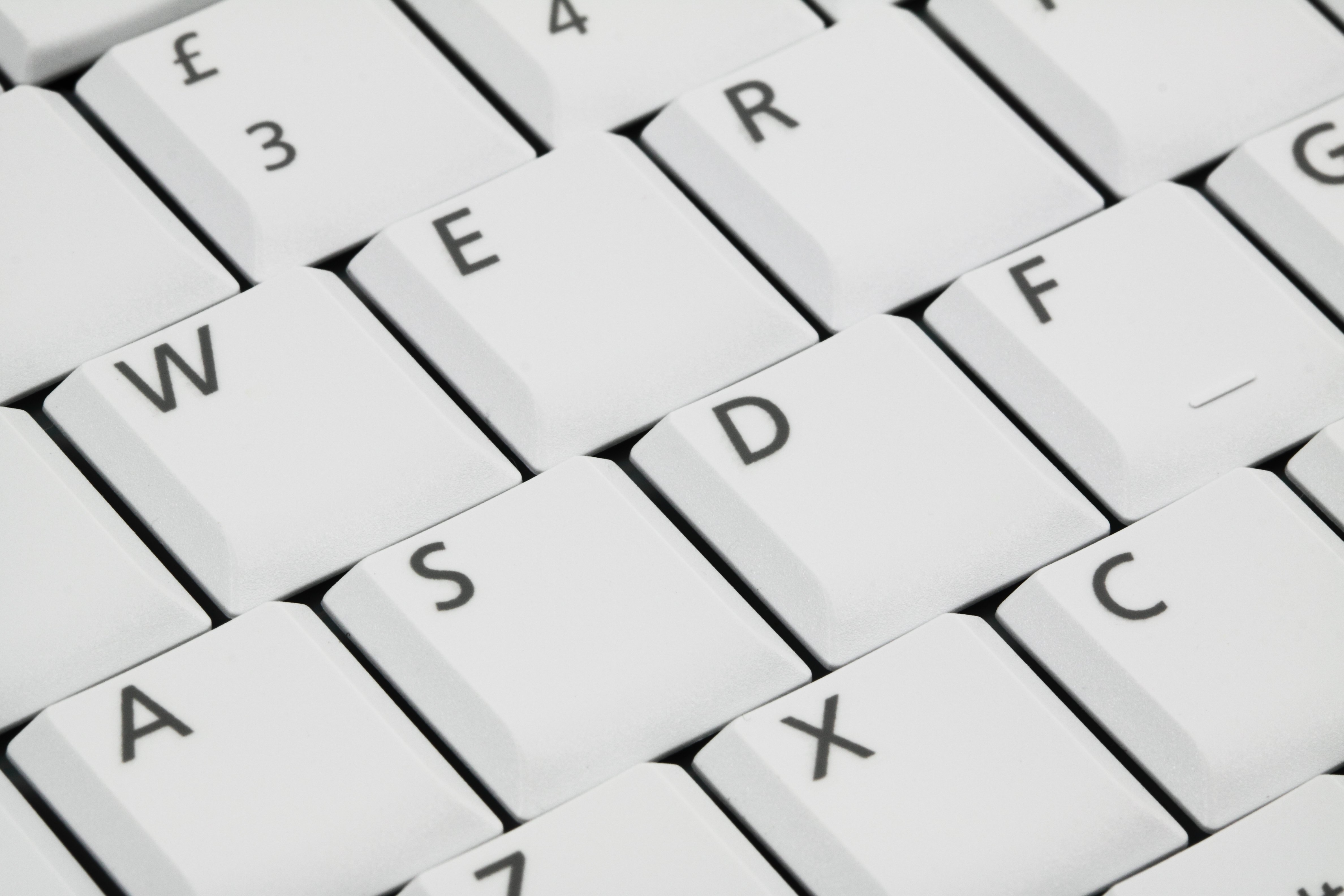 White keyboard closeup free image download
