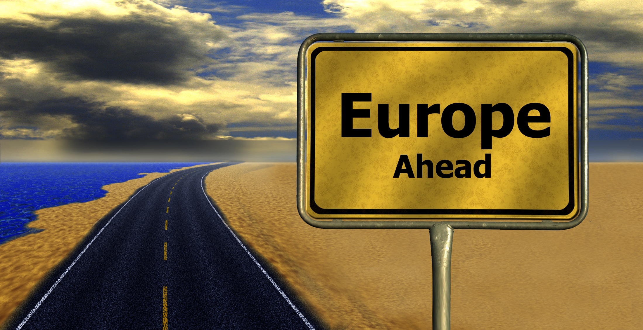 Road sign Europe ahead free image download