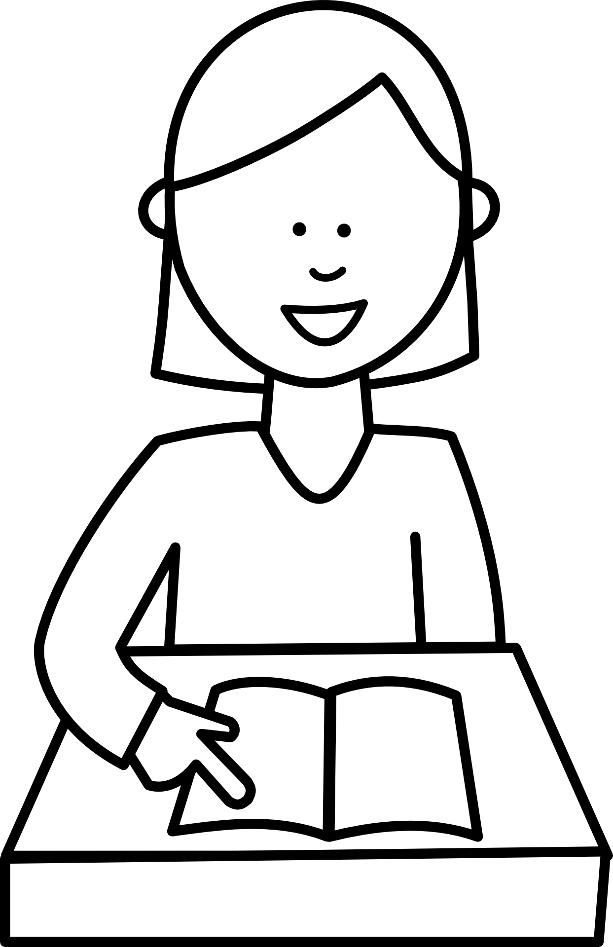 Black and white picture of a girl reading a book free image download