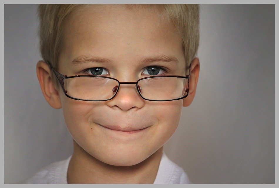 Smart caucasian child boy in glasses free image download