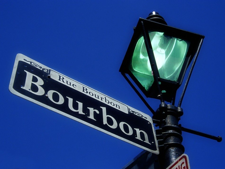 Rue Bourbon street sign in New Orleans free image download