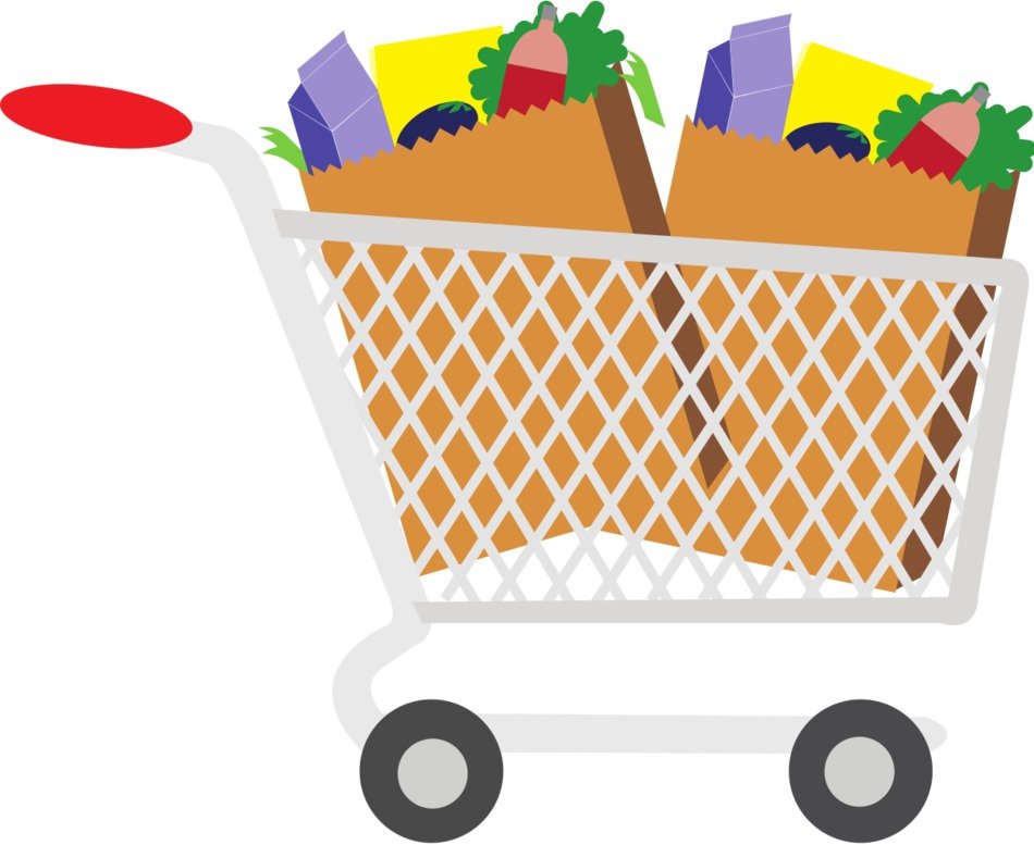 Grocery in Shopping Cart, drawing free image download