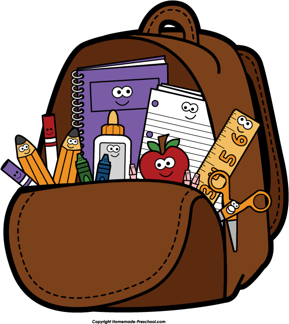 School Supplies In Backpack Clip Art free image download