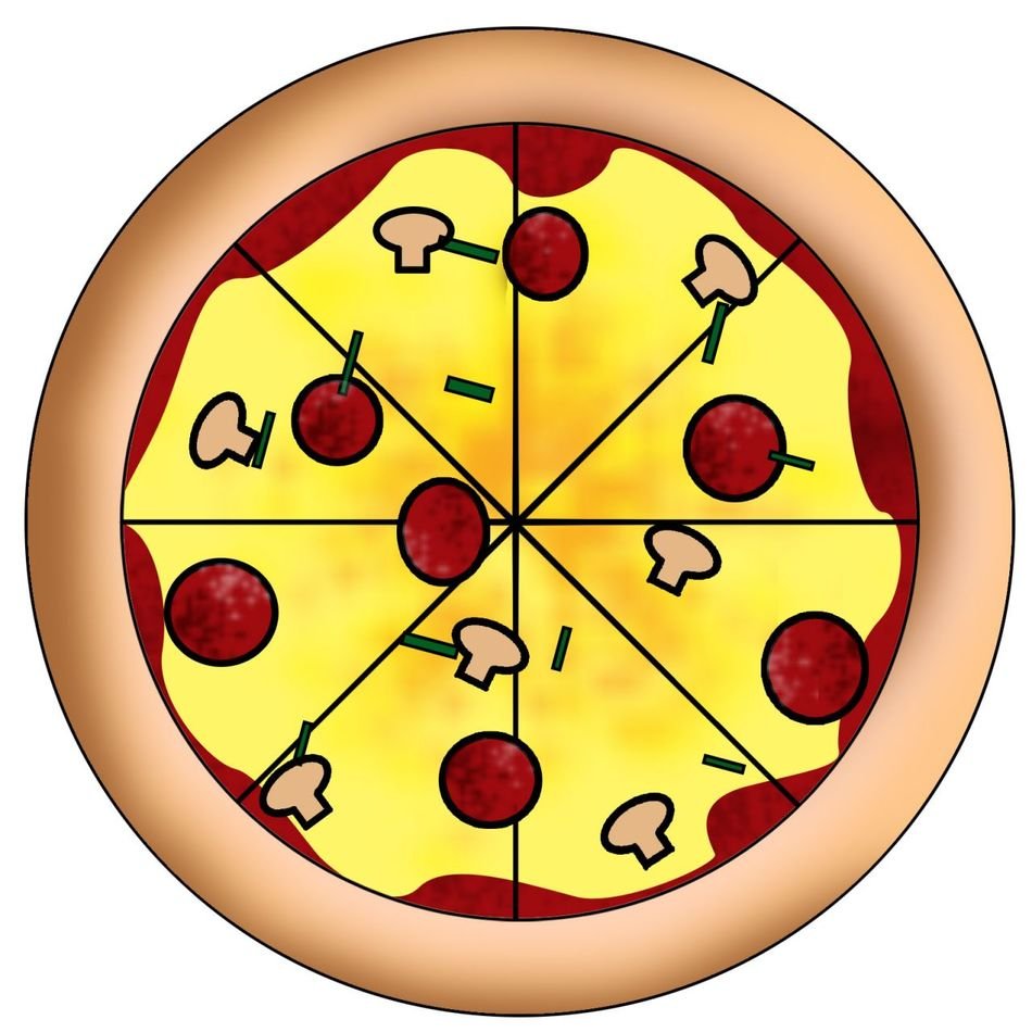 Cartoon Pizza with mushrooms and tomatoes free image download