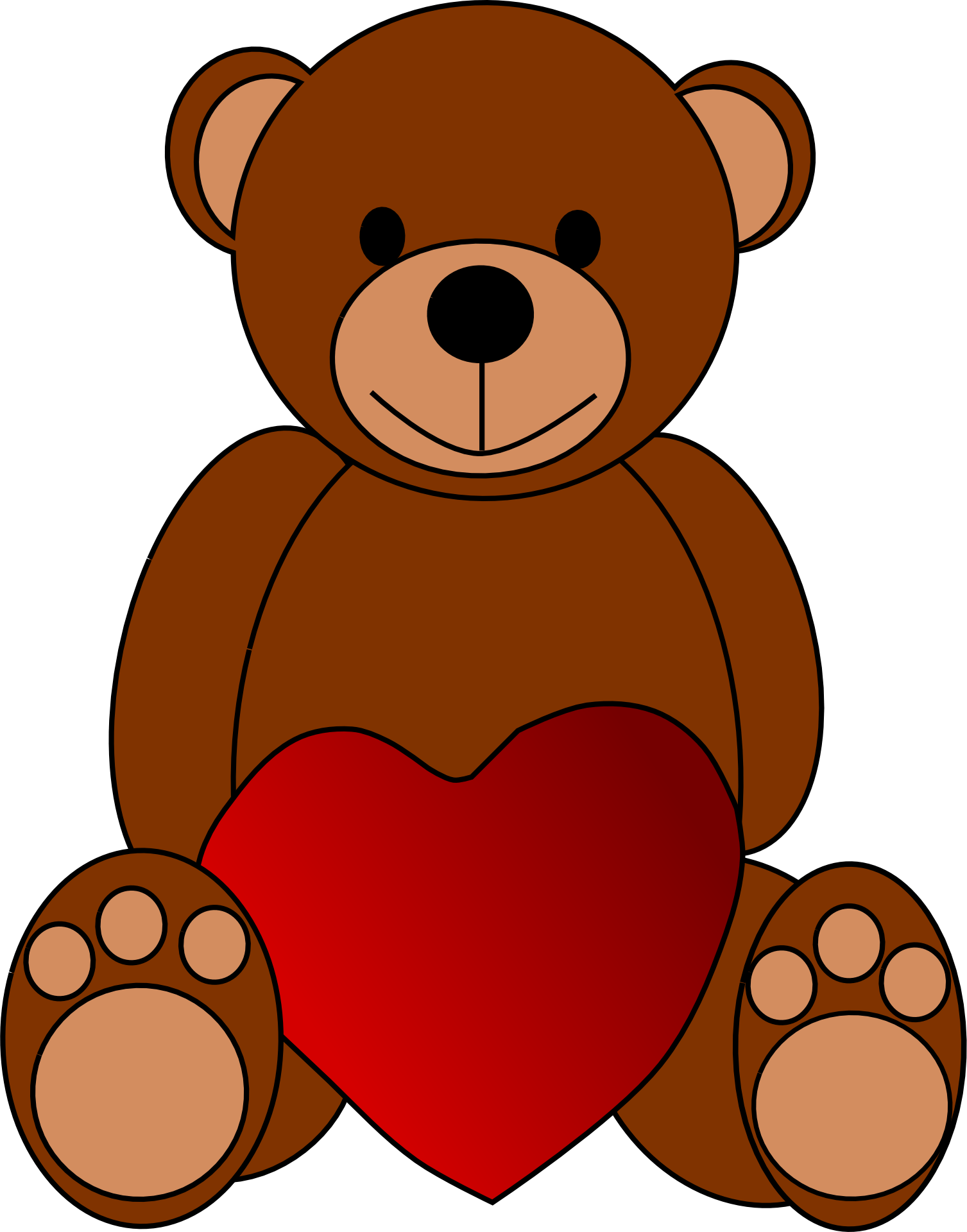 Brown teddy bear stis with heart, drawing free image download