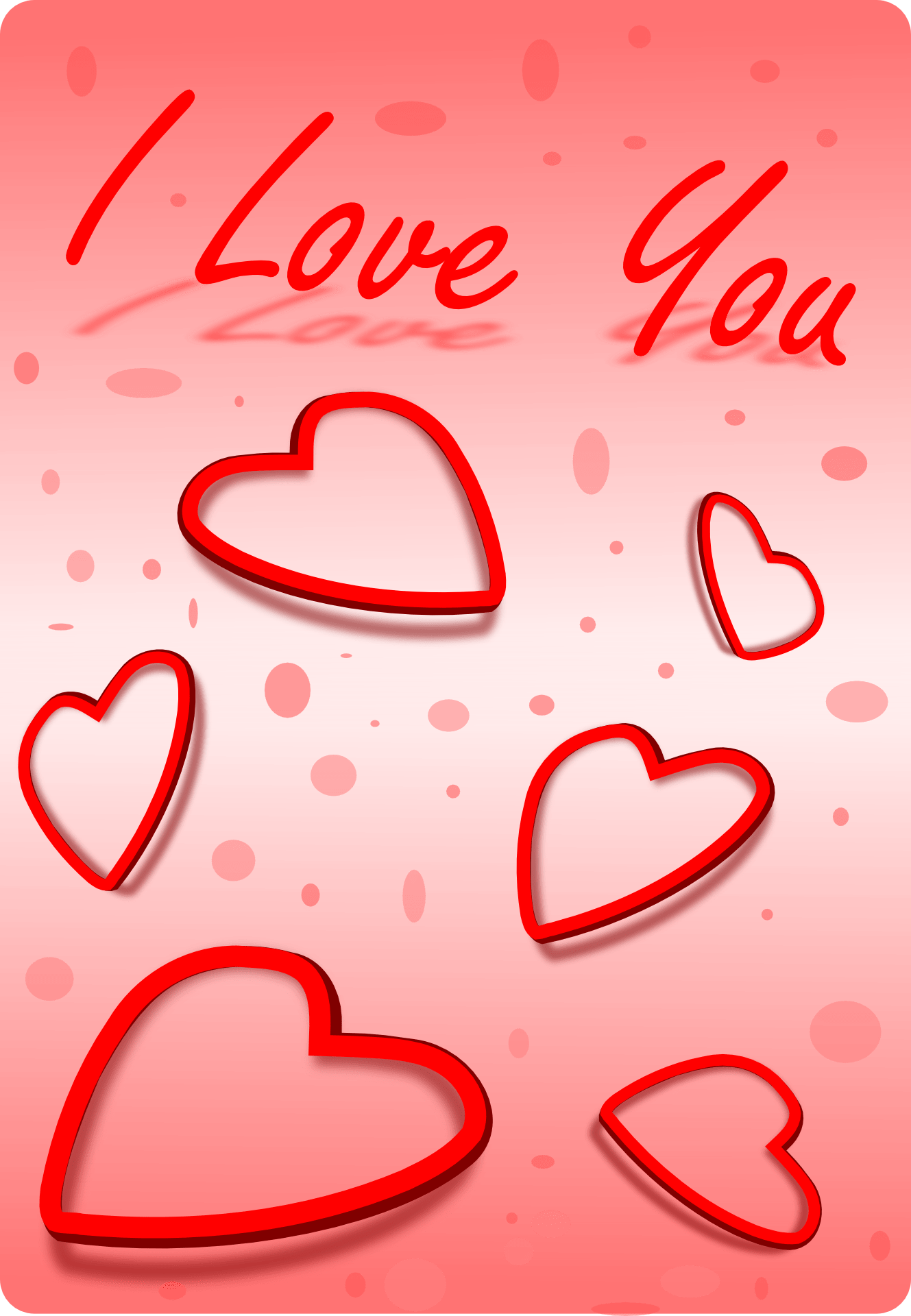 Romantic card with red hearts free image download