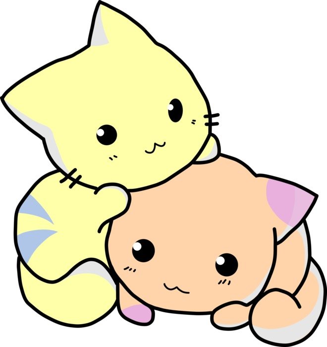 Cute kitties cartoon drawing free image download