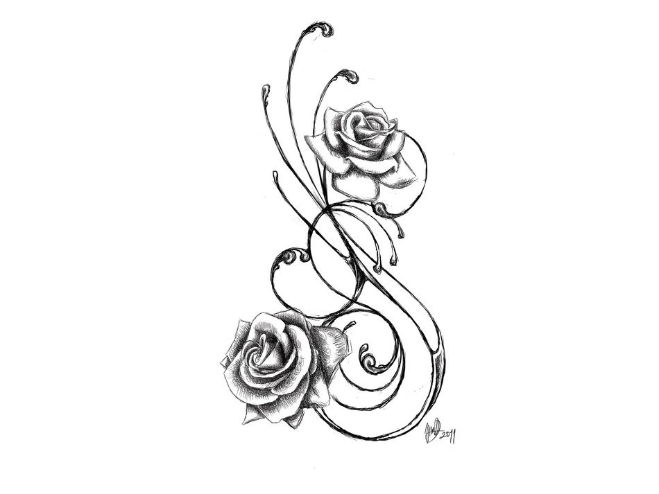 Illustration Simple Sketch Rose Vine Tattoo Vines - Google Search 713_x_950_jpg
