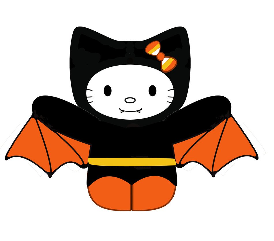 Hello Kitty in bat Halloween costume, drawing free image download