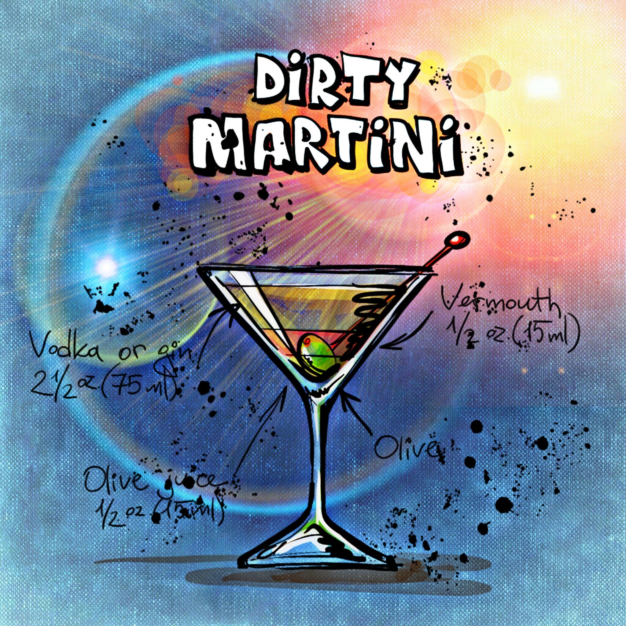 Refreshing cocktail dirty martini in the illustration free image download