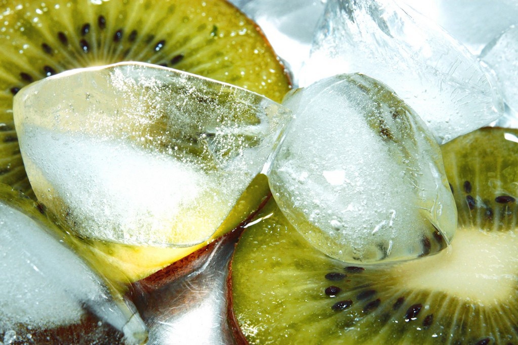 Frozen kiwi fruits and ice free image download