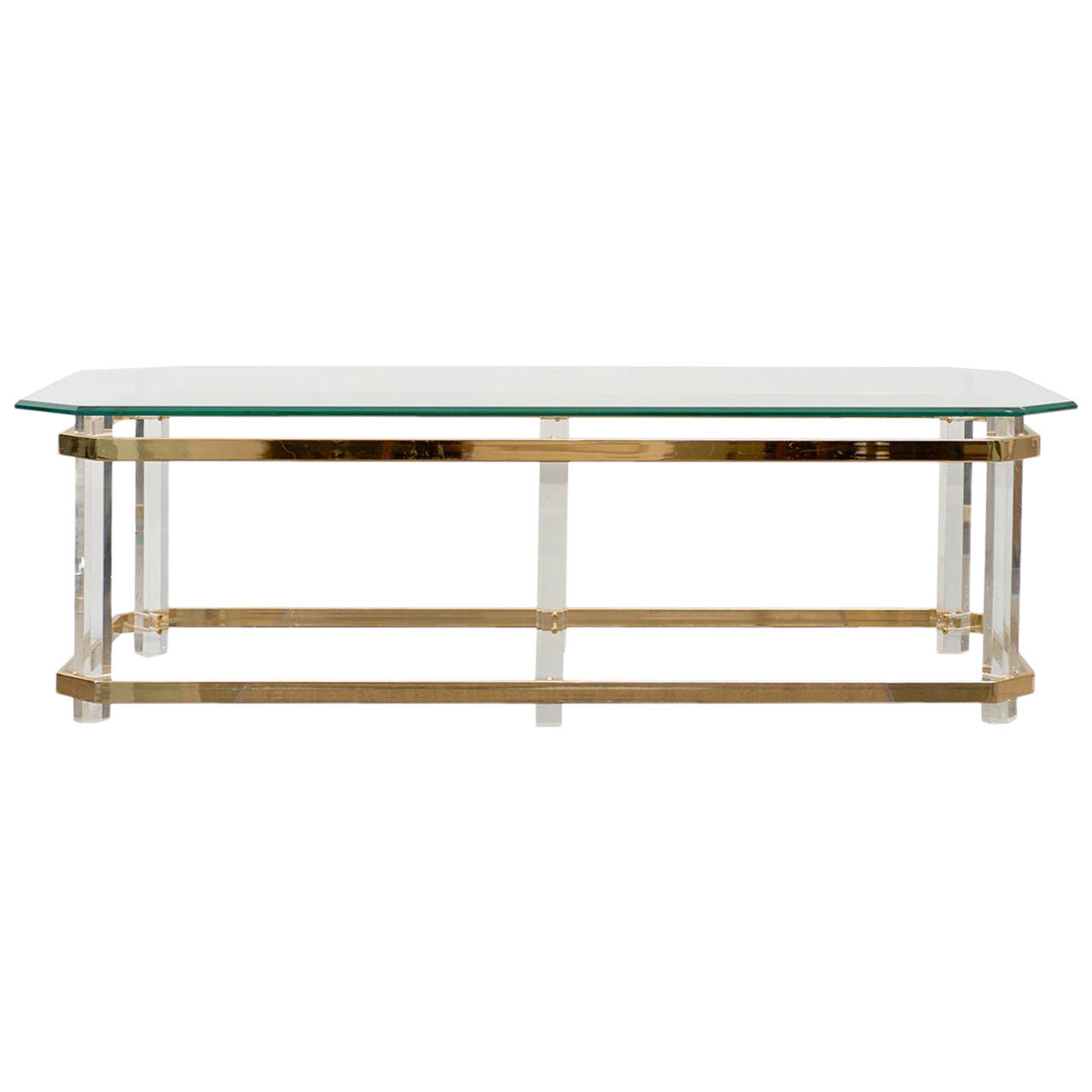 Lucite And Brass Coffee Table drawing free image download