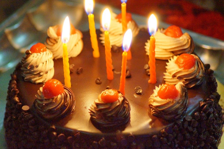 Delicious chocolate cake with candles free image download