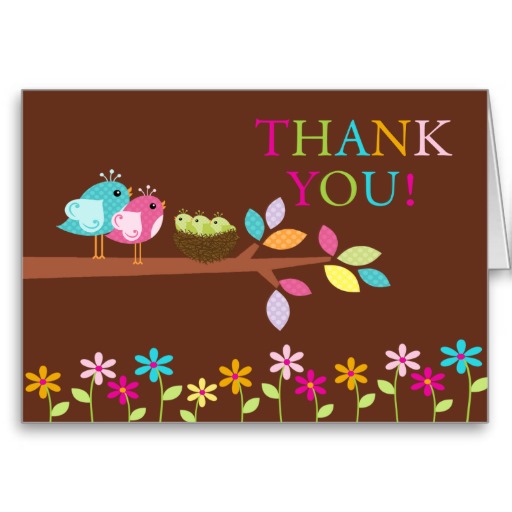 Bird Baby Shower Thank You Cards free image download