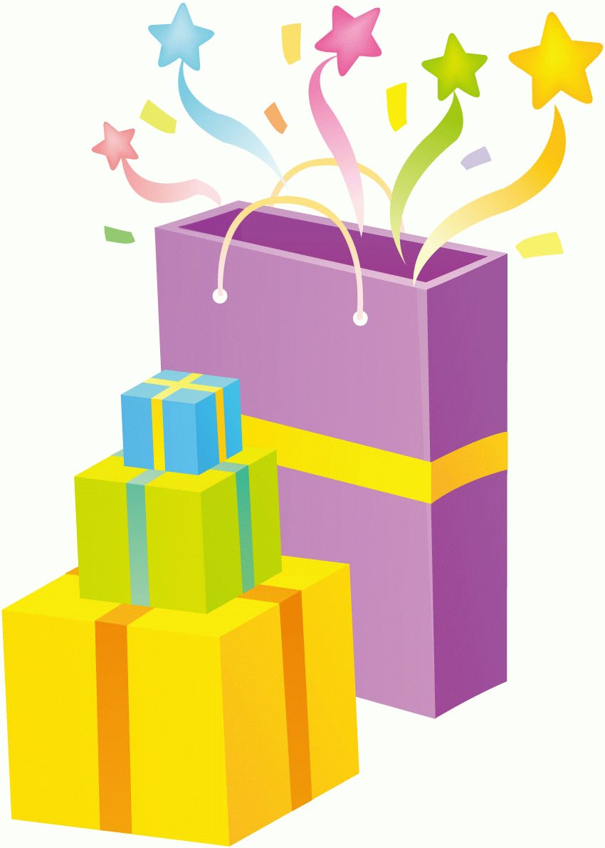 Colorful gift boxes with the decorations clipart free image download