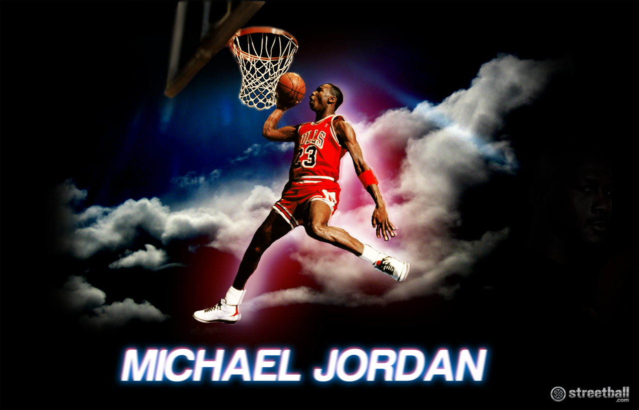 Michael Jordan near the basketball hoop free image download