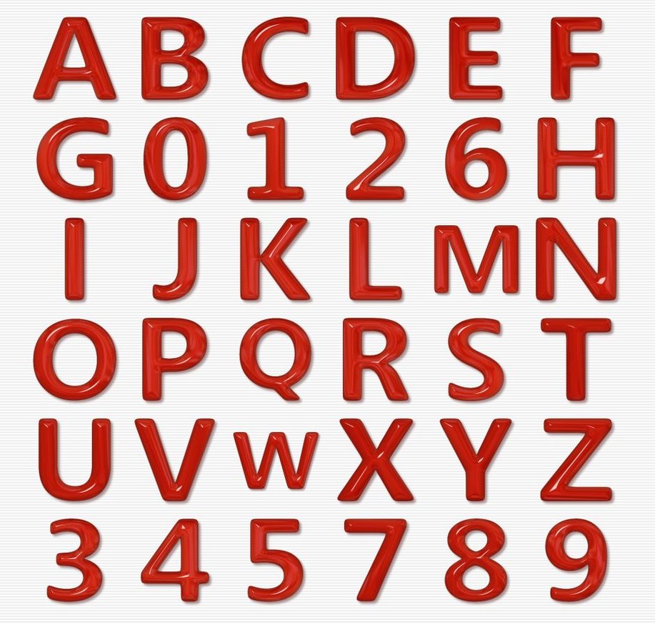 Red english alphabet and numbers free image download