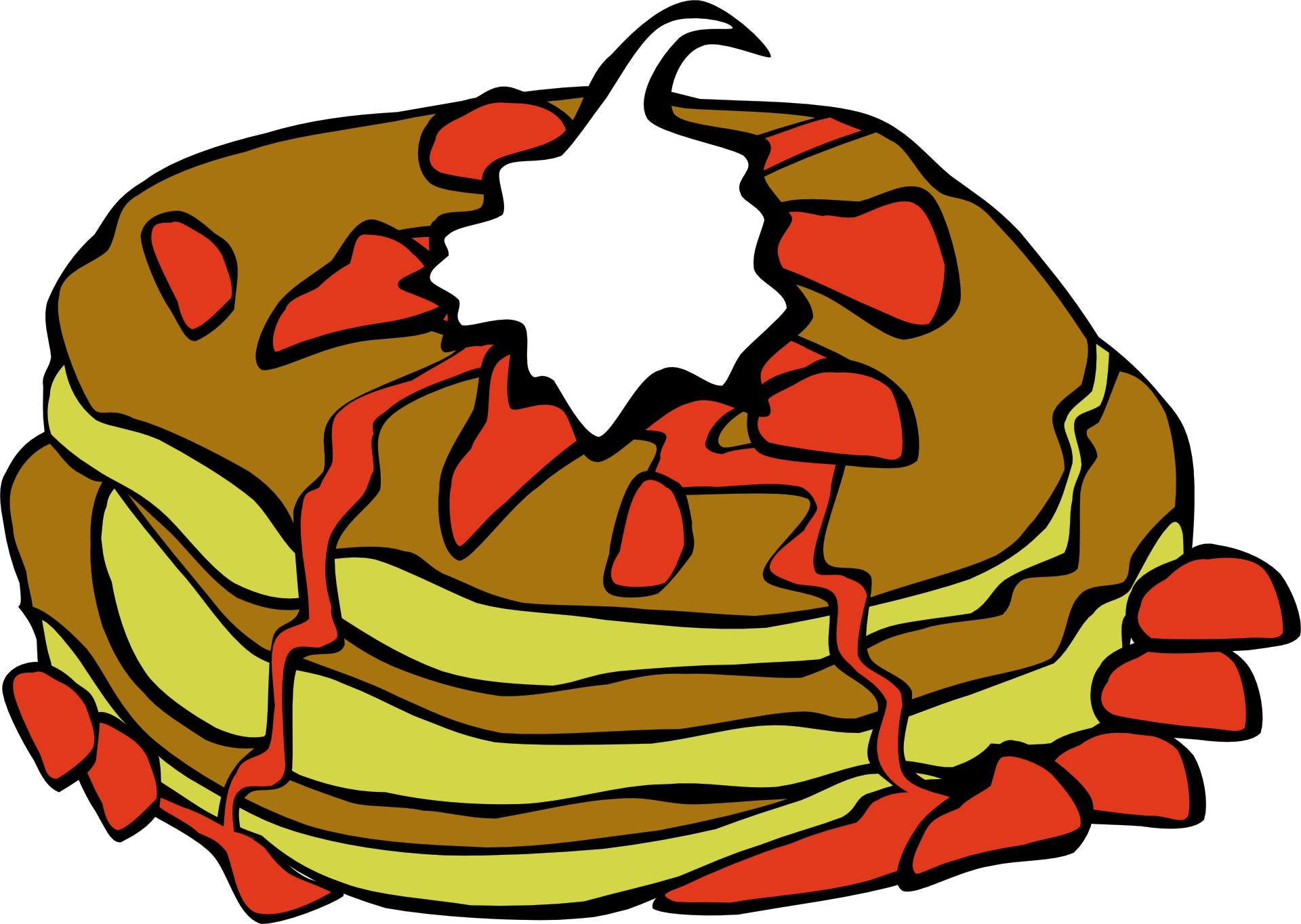 Pancakes with strawberries and cream vector drawing free image download