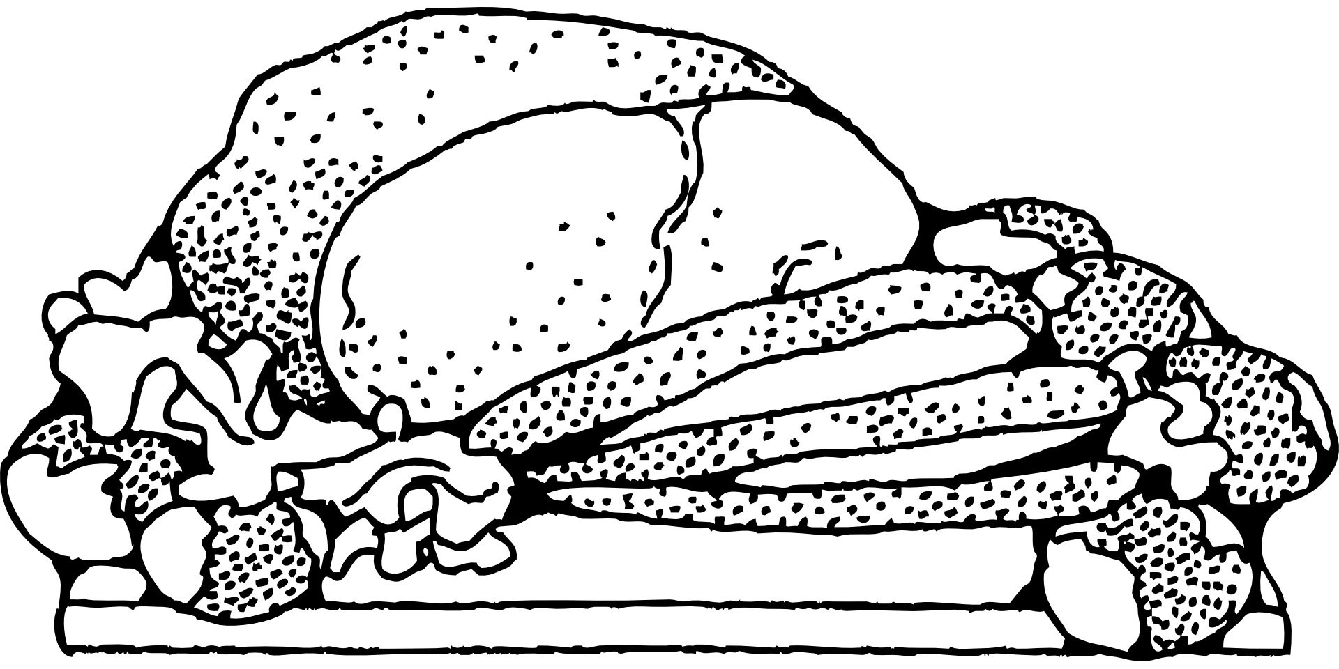 Black and white drawing of roast beef free image download