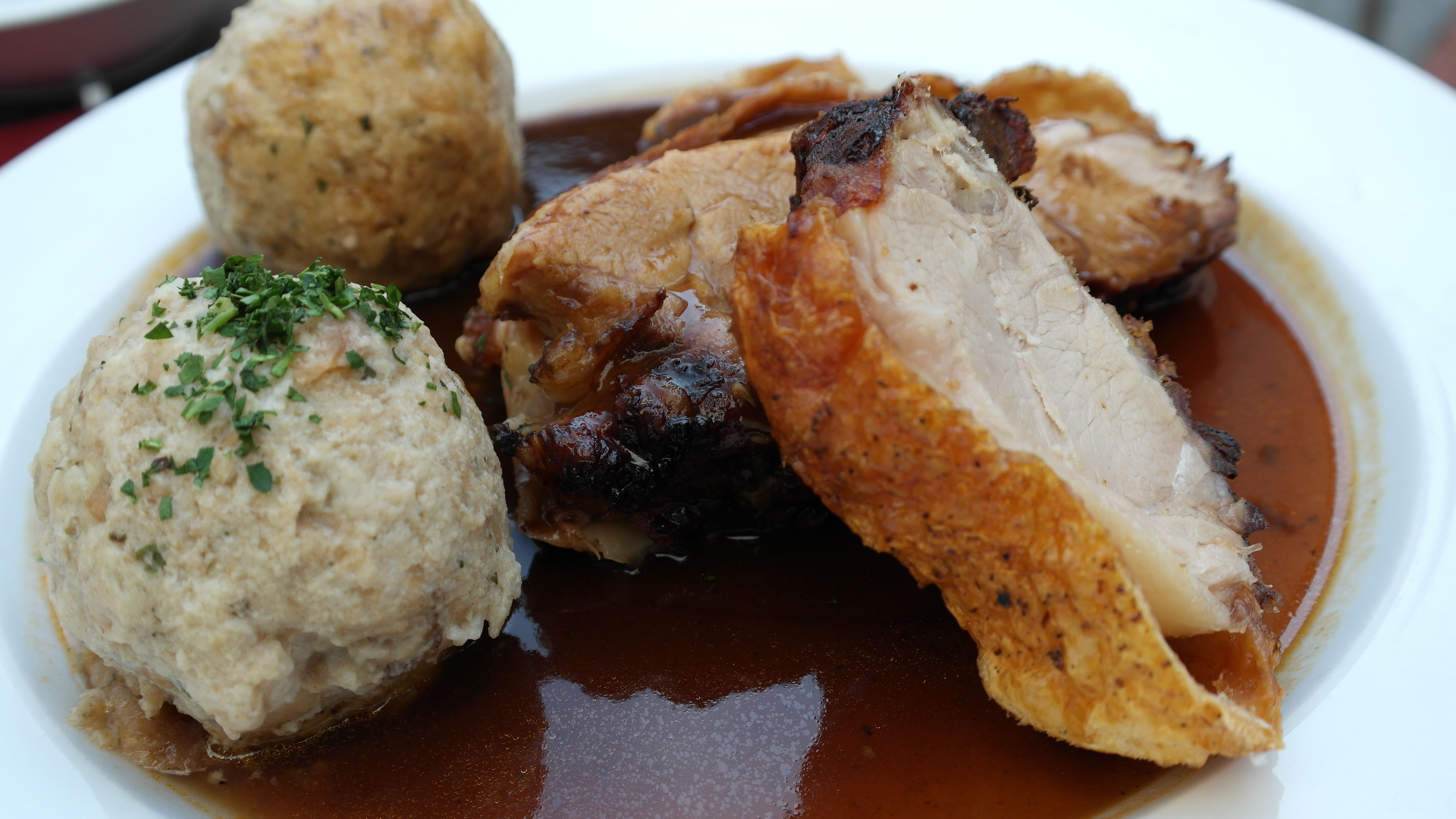 Roast pork and bread dumplings, southern german cuisine free image download