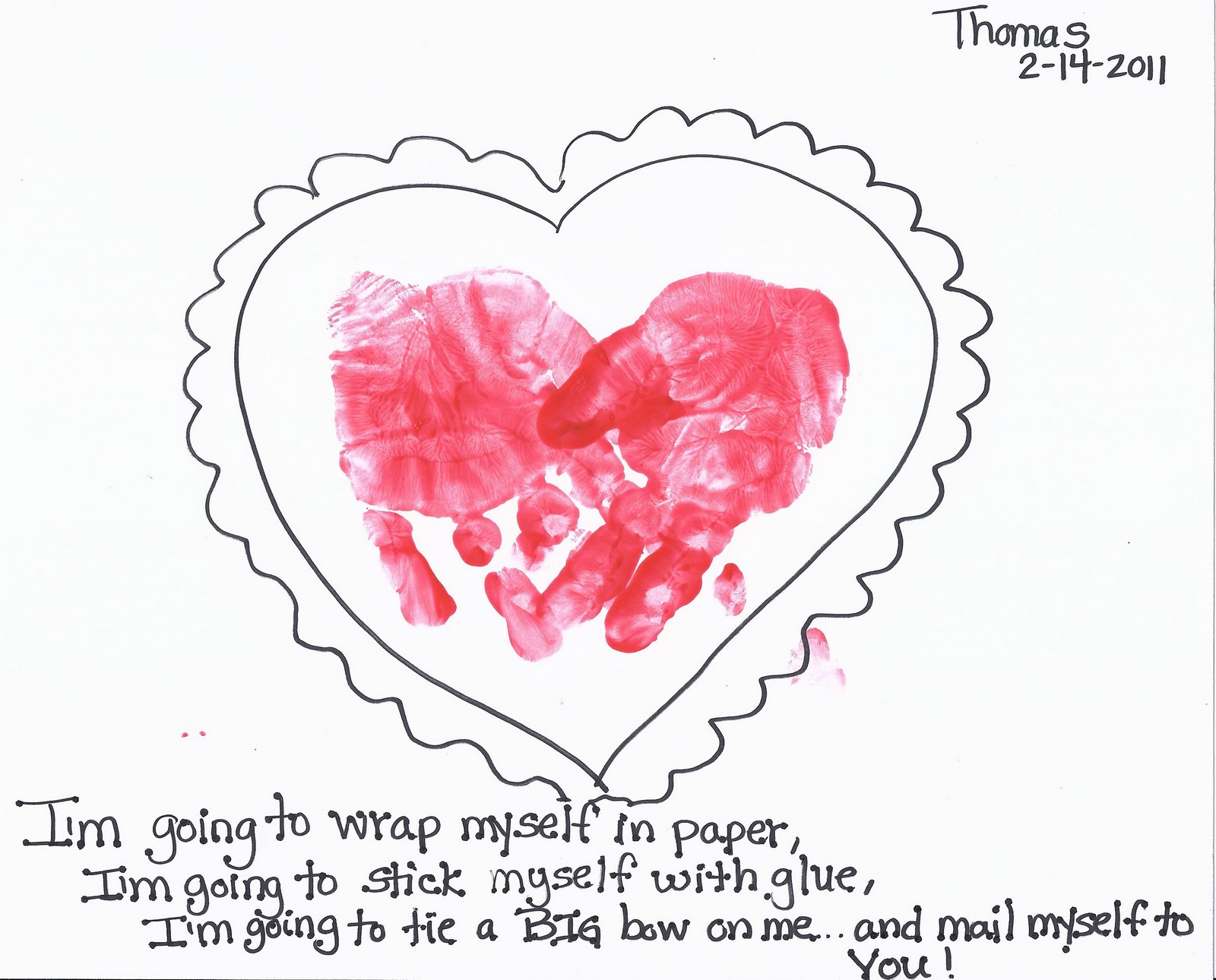 Valentines Handprint Poem drawing free image download