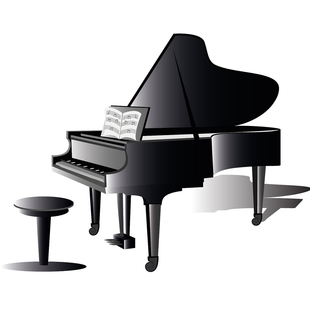 Painted black piano with black chair free image download
