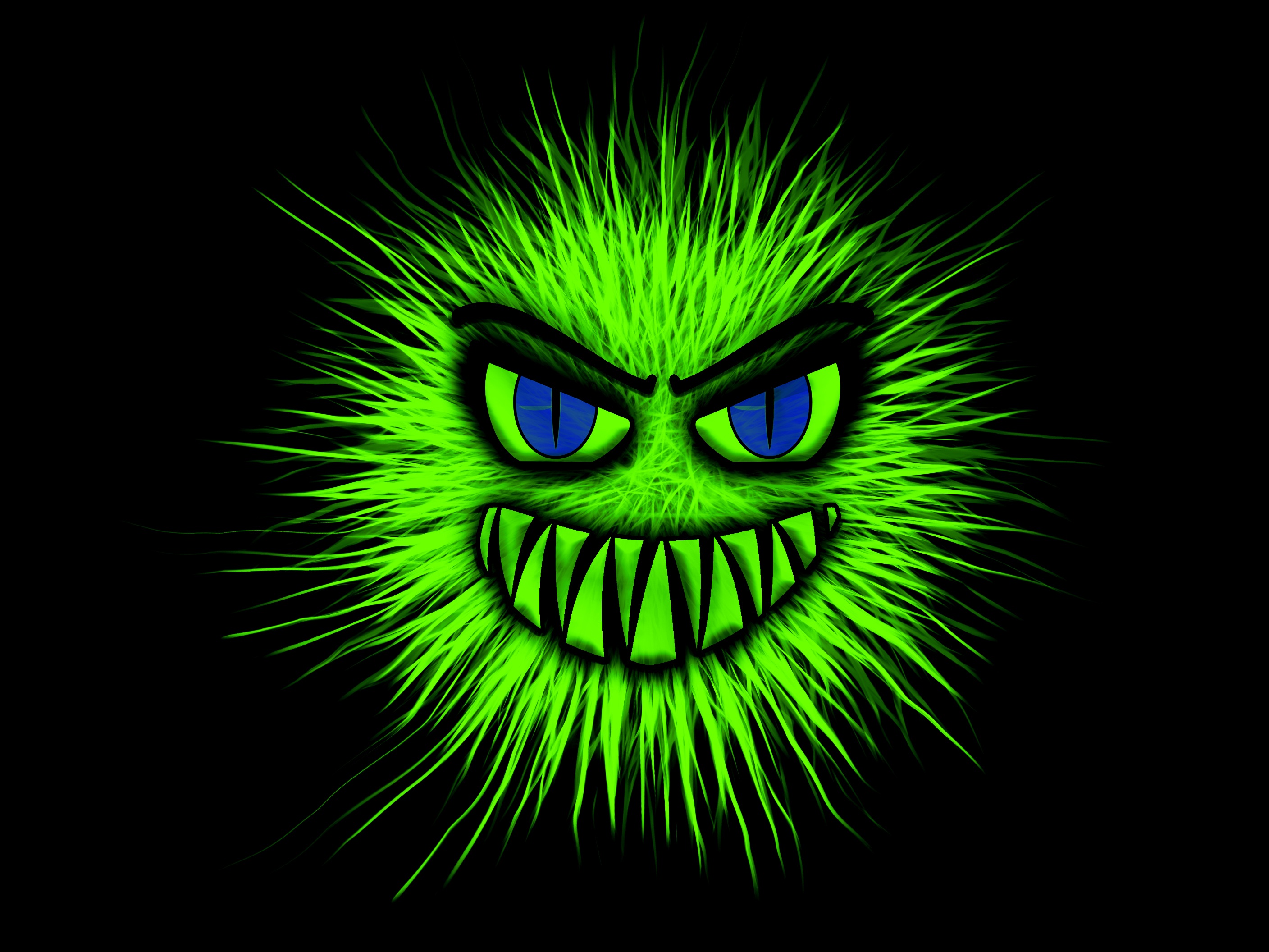 Green monster on a black background free image download