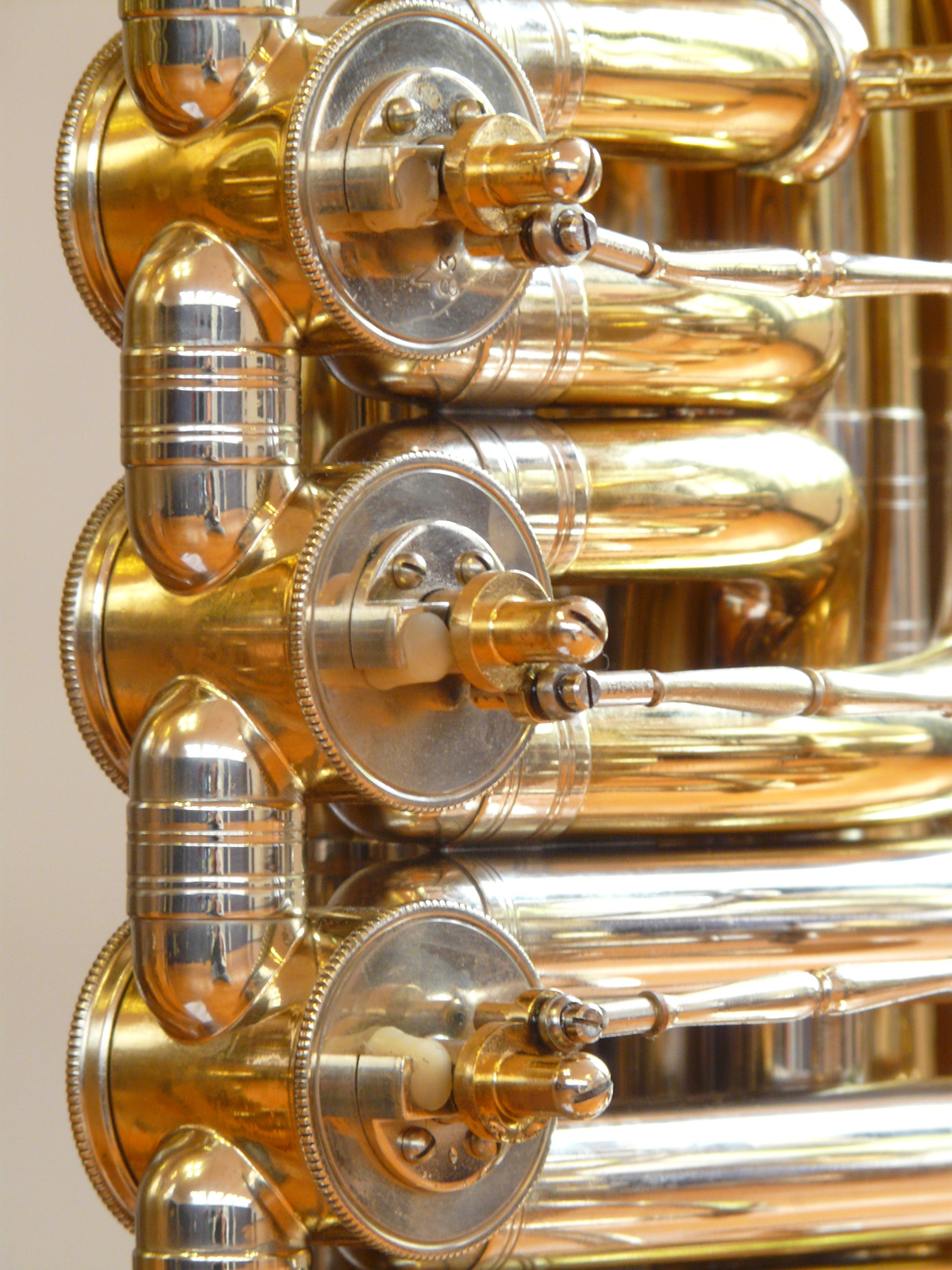 Rotary valves of the brass instrument closeup free image download