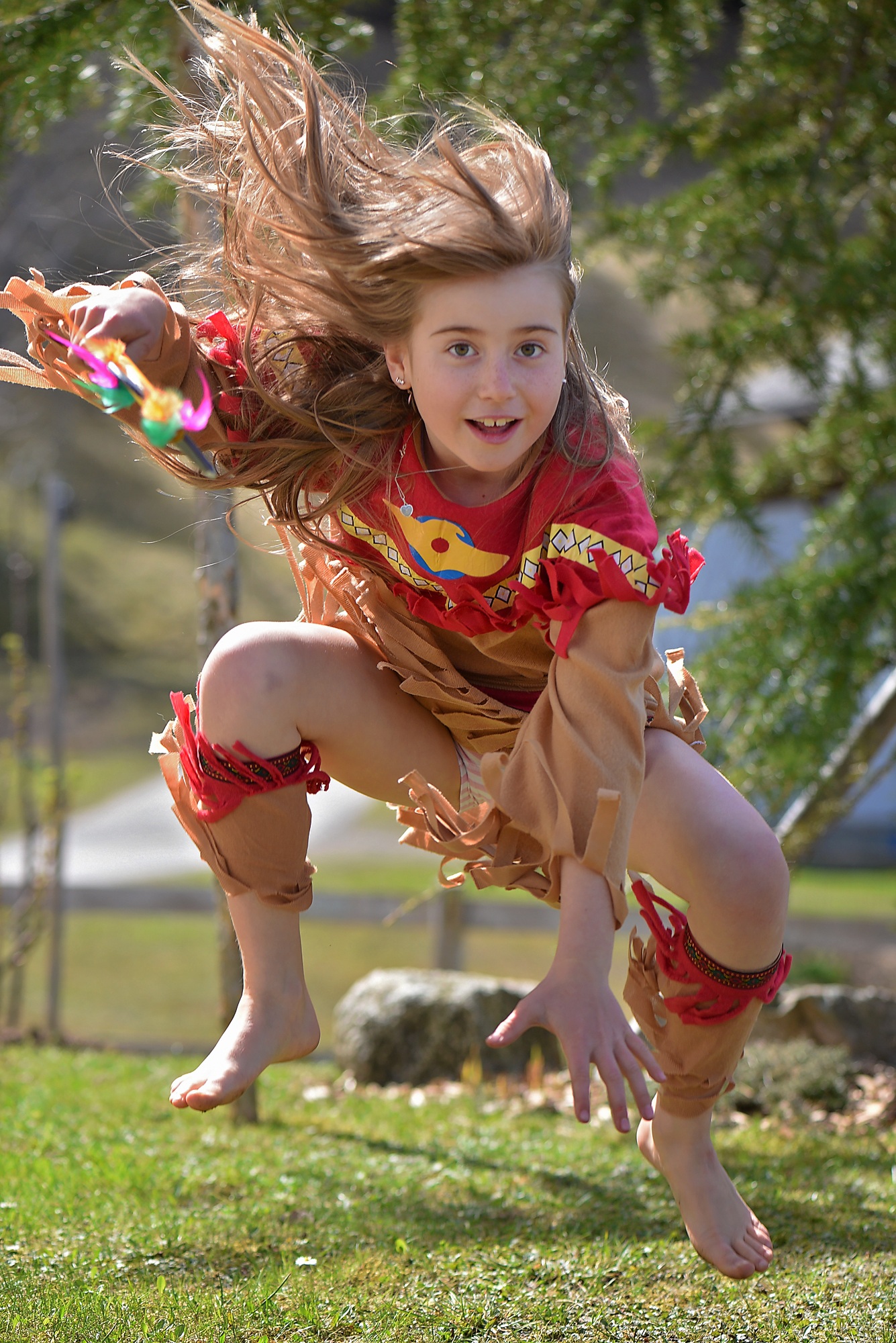 Little girl with long hair in a jump free image download