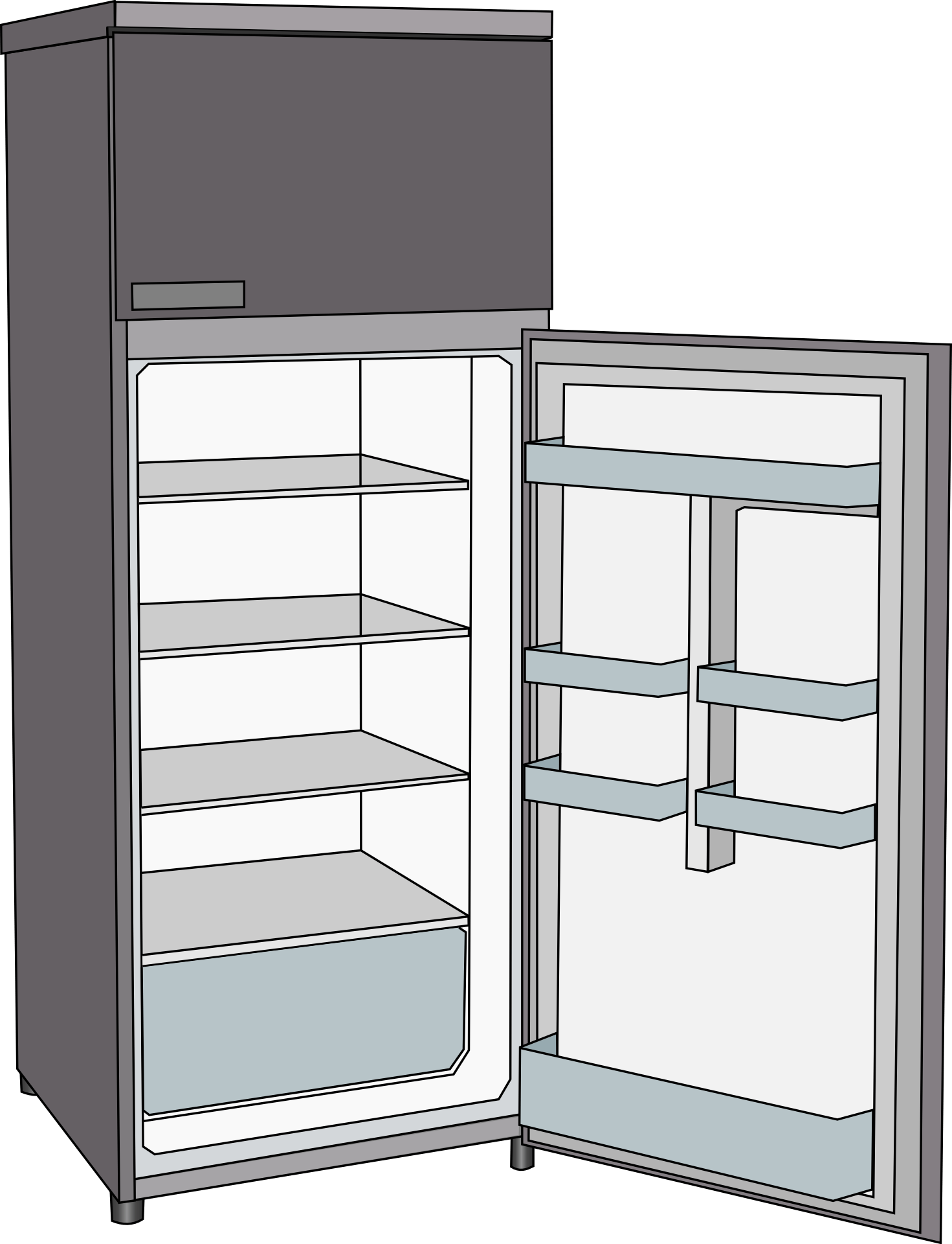 Drawing of a refrigerator with an open door free image download