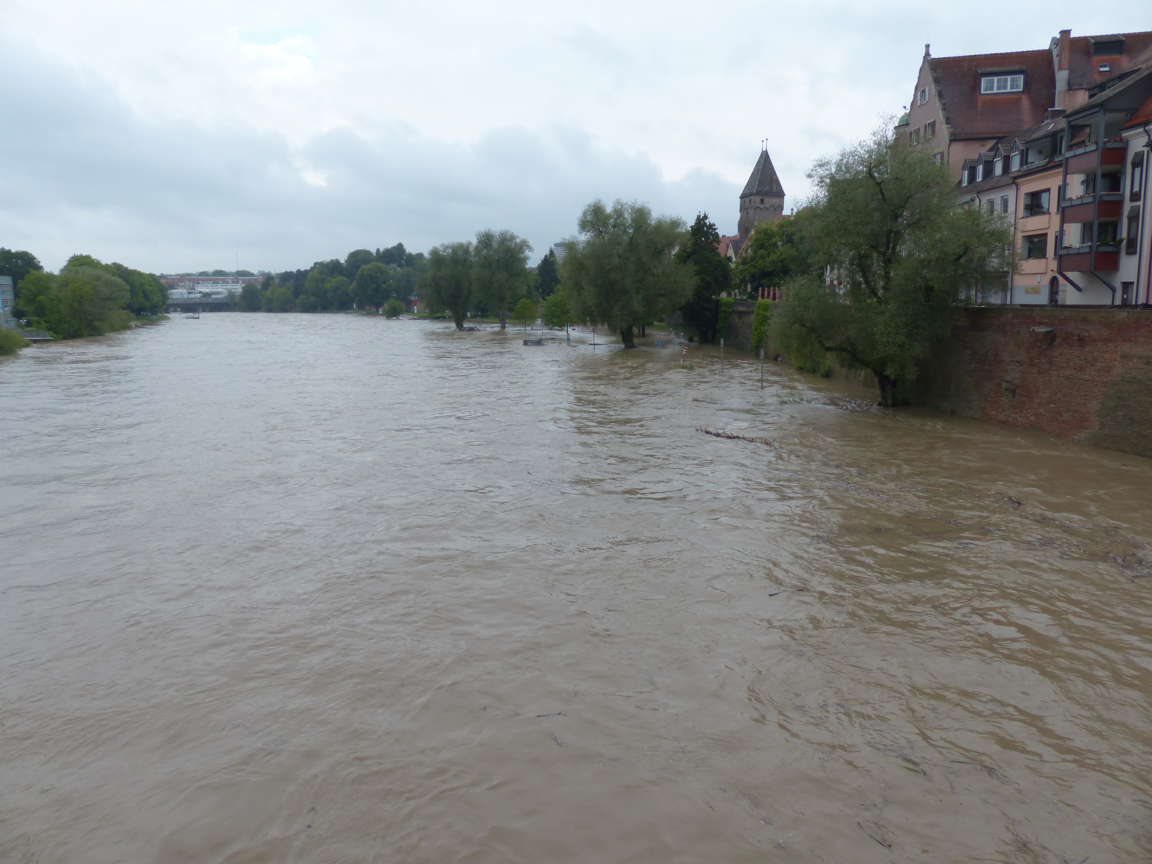 Landscape of rainy weather and high water of danube ulm free image download
