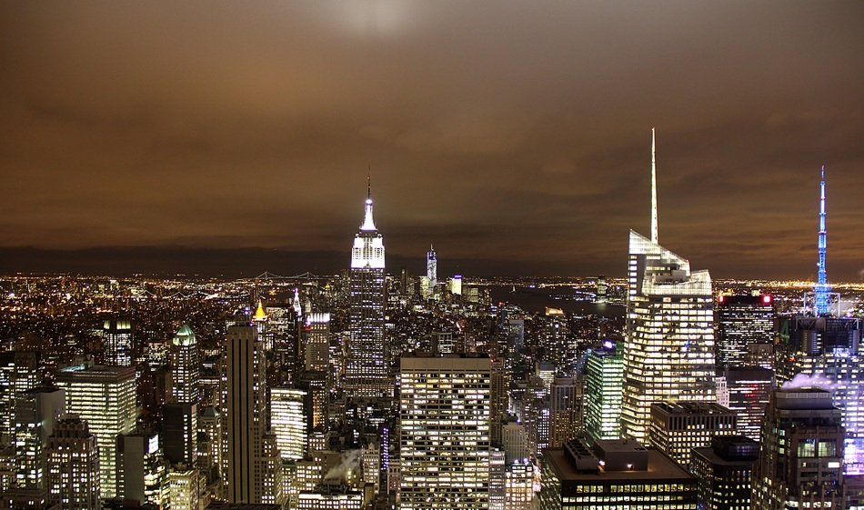 Panoramic view of new york at night free image download
