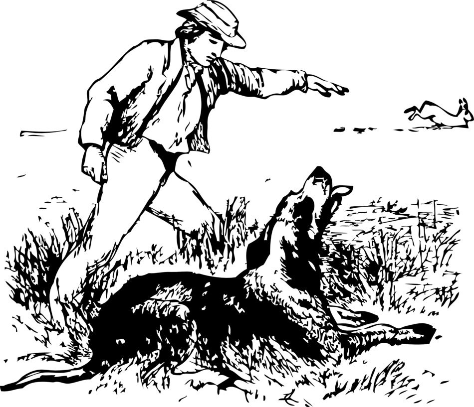 Man is hunting with a dog clipart free image download
