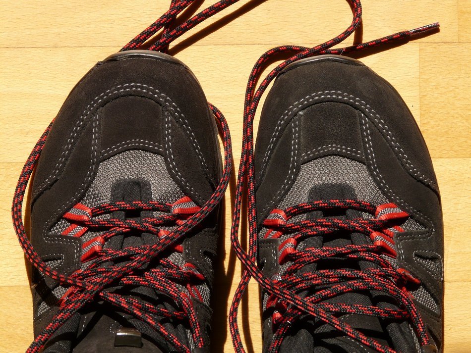 Mountaineering shoes red laces free image download