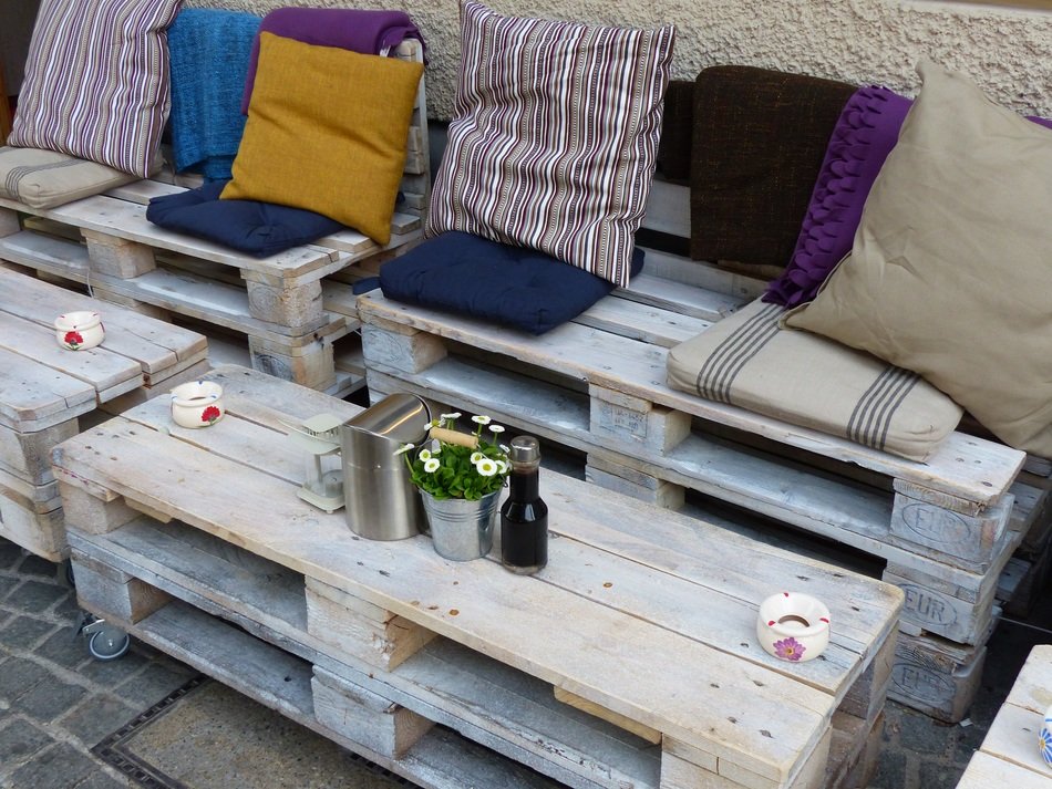 Rustic wooden furniture of outdoor cafe free image download