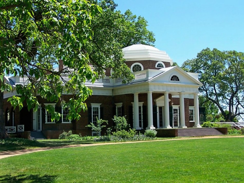 Facade of Monticello Plantation, home of President Thomas Jefferson, at